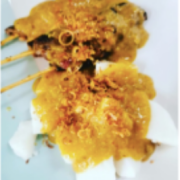Sate Ayam Komplit with Rice Cake (Lontong)